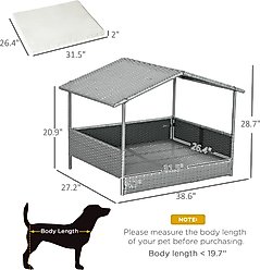 jansno Wicker Cream White Cushion Elevated Dog Bed with Canopy, Gray slide 2 of 8