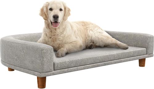 Show full view: jansno Wooden Legs Elevated Dog & Cat Couch Bed with Cushion, Gray slide 5 of 7