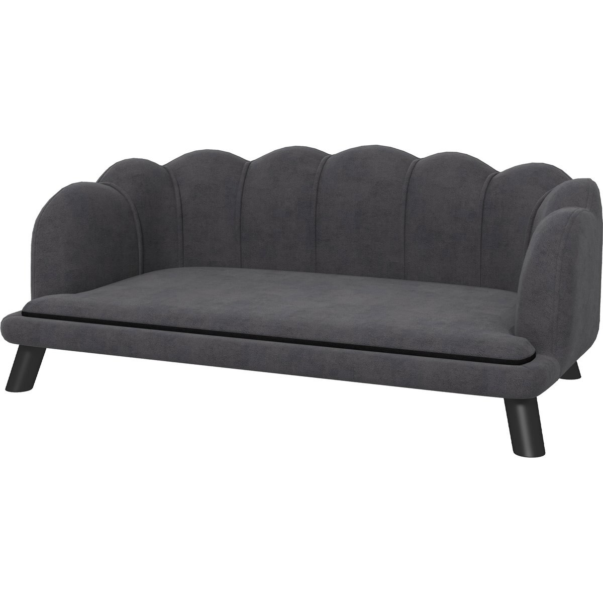 Zeus & Ruta Velvet Couch Dog Bed, Charcoal Gray