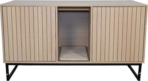 Show full view: Zeus & Ruta Modern Wooden Cat House with Scratching Mat, Light Brown slide 6 of 7