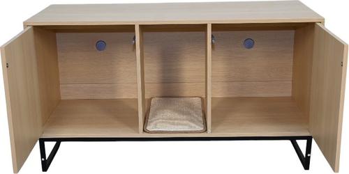 Show full view: Zeus & Ruta Modern Wooden Cat House with Scratching Mat, Light Brown slide 3 of 7