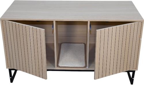 Show full view: Zeus & Ruta Modern Wooden Cat House with Scratching Mat, Light Brown slide 5 of 7