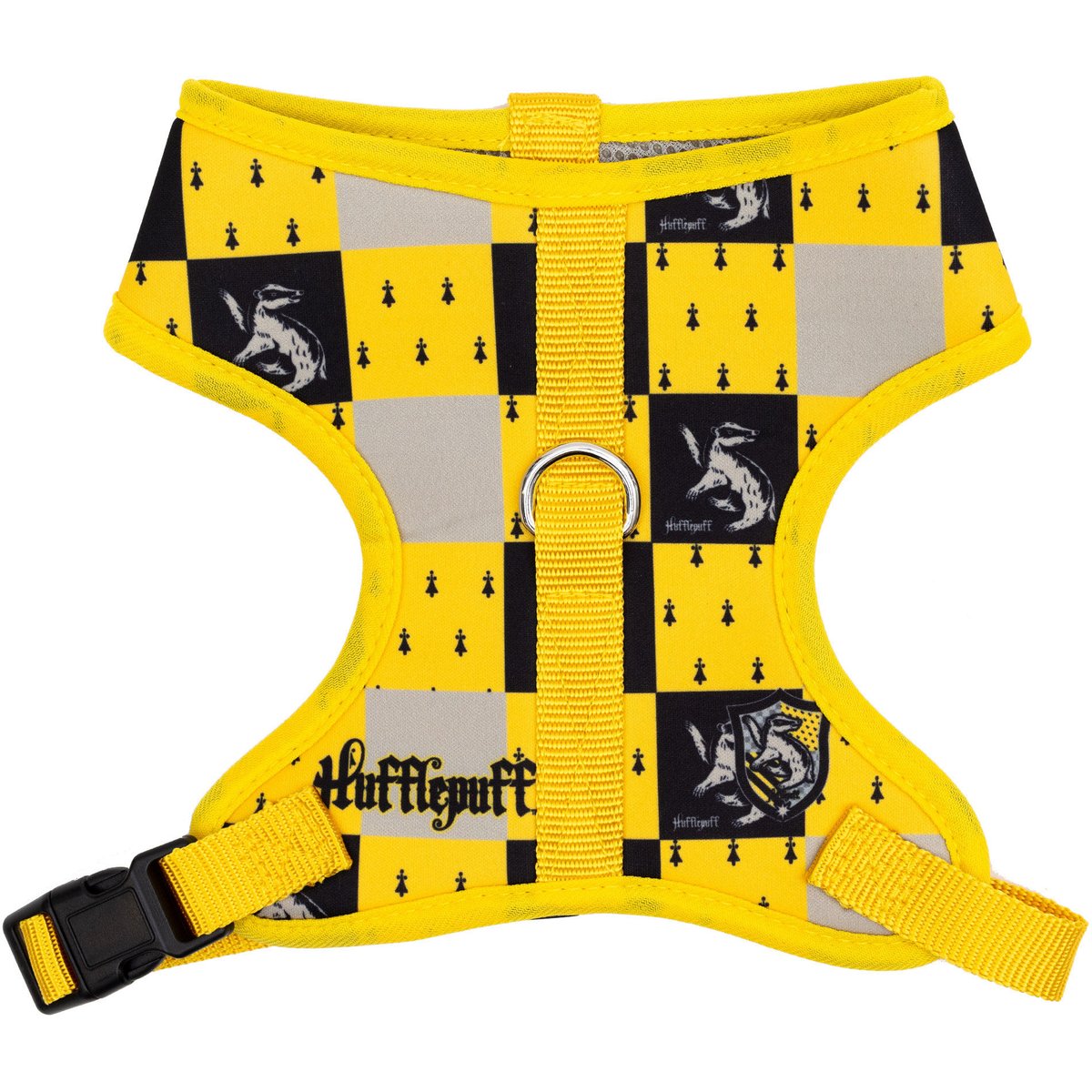 Buckle-Down The Wizarding World of Harry Potter Hufflepuff Checker Dog Harness, X-Large: 20 to 31-in chest