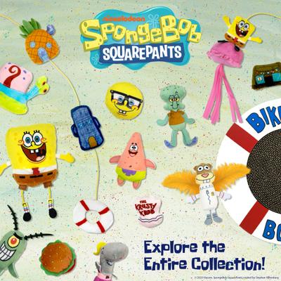 Show full view: SpongeBob Plankton & Chum Bucket Cat Plush Toy with Catnip, Grey, 2-Pack slide 5 of 6