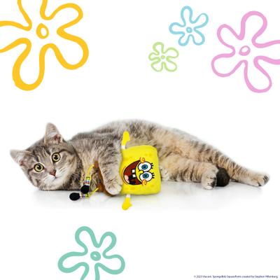 Show full view: SpongeBob SquarePants Cat Crinkle Toy with Catnip, Yellow slide 3 of 6