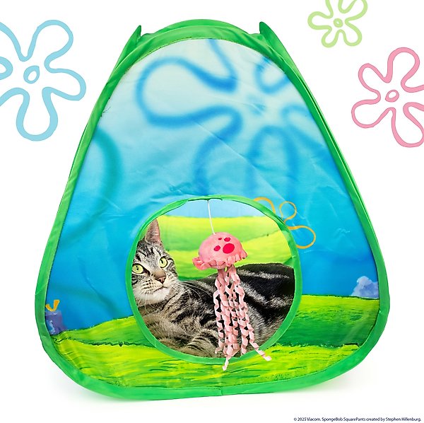 Show full view: SpongeBob Jellyfish Tunnel Cat Toy with Catnip, Blue slide 3 of 6