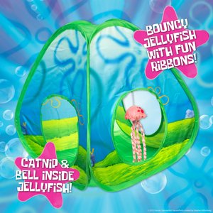 SpongeBob Jellyfish Tunnel Cat Toy with Catnip, Blue