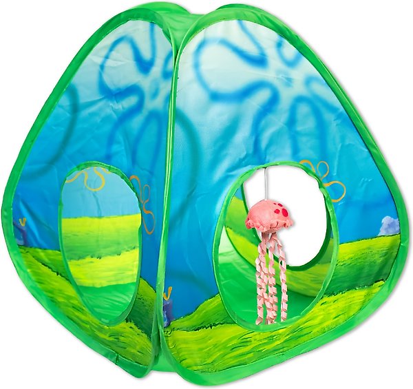 Show full view: SpongeBob Jellyfish Tunnel Cat Toy with Catnip, Blue slide 1 of 6