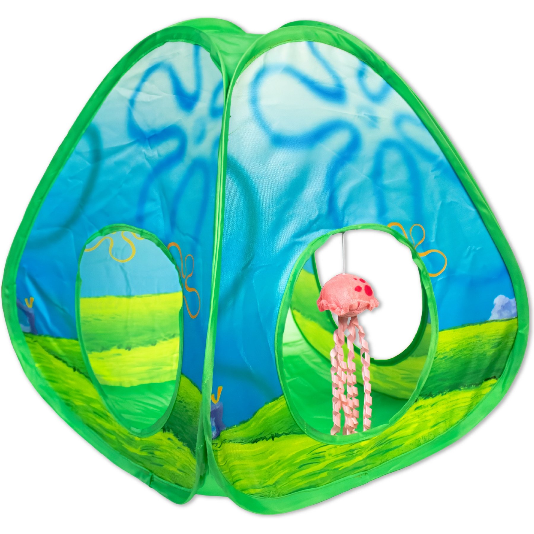 SpongeBob Jellyfish Tunnel Cat Toy with Catnip, Blue
