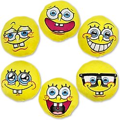 SpongeBob Faces Cat Plush Toys with Catnip, Yellow, 5-Pack