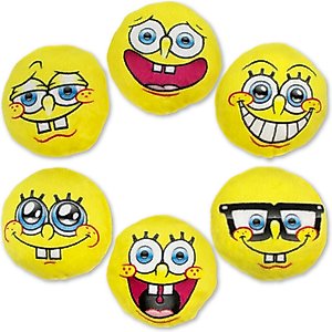 SpongeBob Faces Cat Plush Toys with Catnip, Yellow, 5-Pack