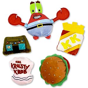 SpongeBob Krusty Krab Cat Plush Toys with Catnip, Red, 5-Pack