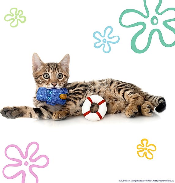 Show full view: SpongeBob Bikini Bottom Cat Plush Toys with Catnip, Yellow, 5-Pack slide 3 of 6