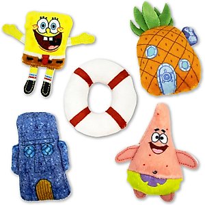 SpongeBob Bikini Bottom Cat Plush Toys with Catnip, Yellow, 5-Pack