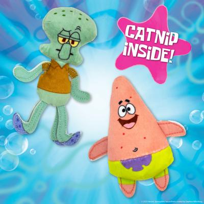 Show full view: SpongeBob Squidward & Patrick Cat Plush Toy with Catnip, Blue, 2-Pack slide 2 of 6