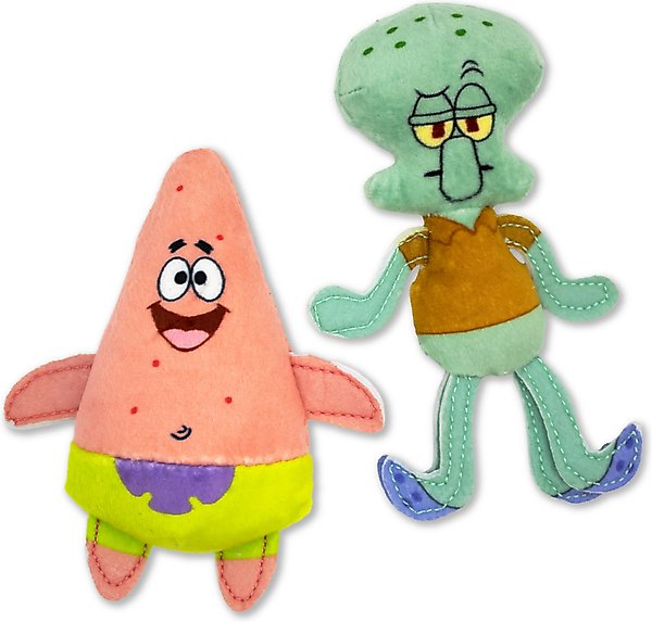 Show full view: SpongeBob Squidward & Patrick Cat Plush Toy with Catnip, Blue, 2-Pack slide 1 of 6