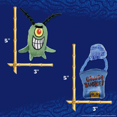 Show full view: SpongeBob Plankton & Chum Bucket Cat Plush Toy with Catnip, Grey, 2-Pack slide 4 of 6
