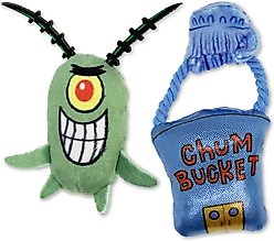 SpongeBob Plankton & Chum Bucket Cat Plush Toy with Catnip, Grey, 2-Pack
