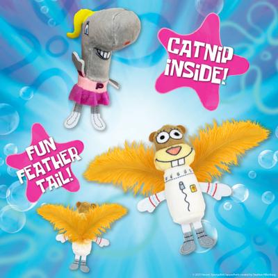 Show full view: SpongeBob Pearl & Sandy Cat Plush Toy with Catnip, White, 2-Pack slide 2 of 6