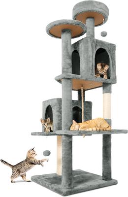 Show full view: TSCOMON Multi-Level 58-in Plush Cat Tree & Condo, Grey slide 7 of 9