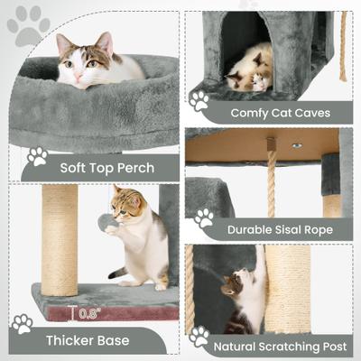 Show full view: TSCOMON Multi-Level 58-in Plush Cat Tree & Condo, Grey slide 5 of 9