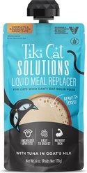 Tiki Cat Solutions Liquid Meal Replacer Tuna in Goat's Milk Wet Cat Food, 6-oz spout pouch, case of 6