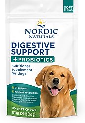 Nordic Naturals Pork Flavored Digestive Support Soft Chew Supplement for Dogs, 5.29-oz bag