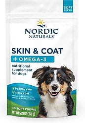 Nordic Naturals Pork Flavored Skin & Coat Soft Chew Supplement for Dogs, 5.29-oz bag