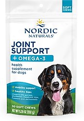 Nordic Naturals Pork Flavored Joint Support Soft Chew Supplement for Dogs, 5.29-oz bag