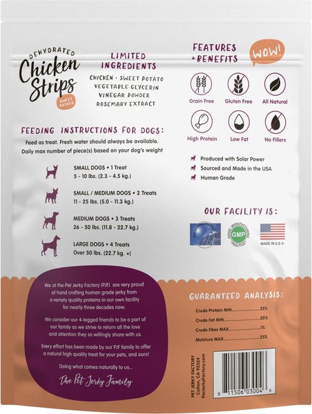 Pet Jerky Factory Chicken & Sweet Potato Jerky Dog Treats