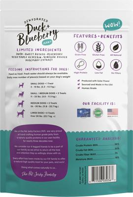 Show full view: Pet Jerky Factory Duck & Blueberry Jerky Dog Treats, 5-oz bag slide 3 of 10