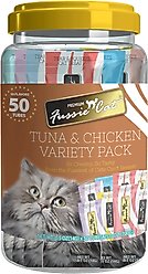 Fussie Cat Tuna & Chicken 10 Flavors Variety Lickable Cat Treats, 0.5-oz tube, 50 count