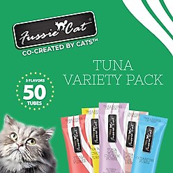 Fussie Cat Tuna 5 Flavors Variety Lickable Cat Treats, 0.5-oz tube, 50 count slide 2 of 7