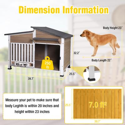 Show full view: Aivituvin Wooden Dog House, Coffee, 39.7 x 25.5 x 32.2-in slide 6 of 7