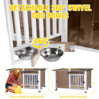 Show full view: Aivituvin Wooden Dog House, Coffee, 39.7 x 25.5 x 32.2-in slide 4 of 7