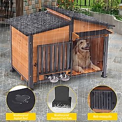 Aivituvin Wooden Dog House, Brown, 39.7 x 25.5 x 32.2-in slide 2 of 6