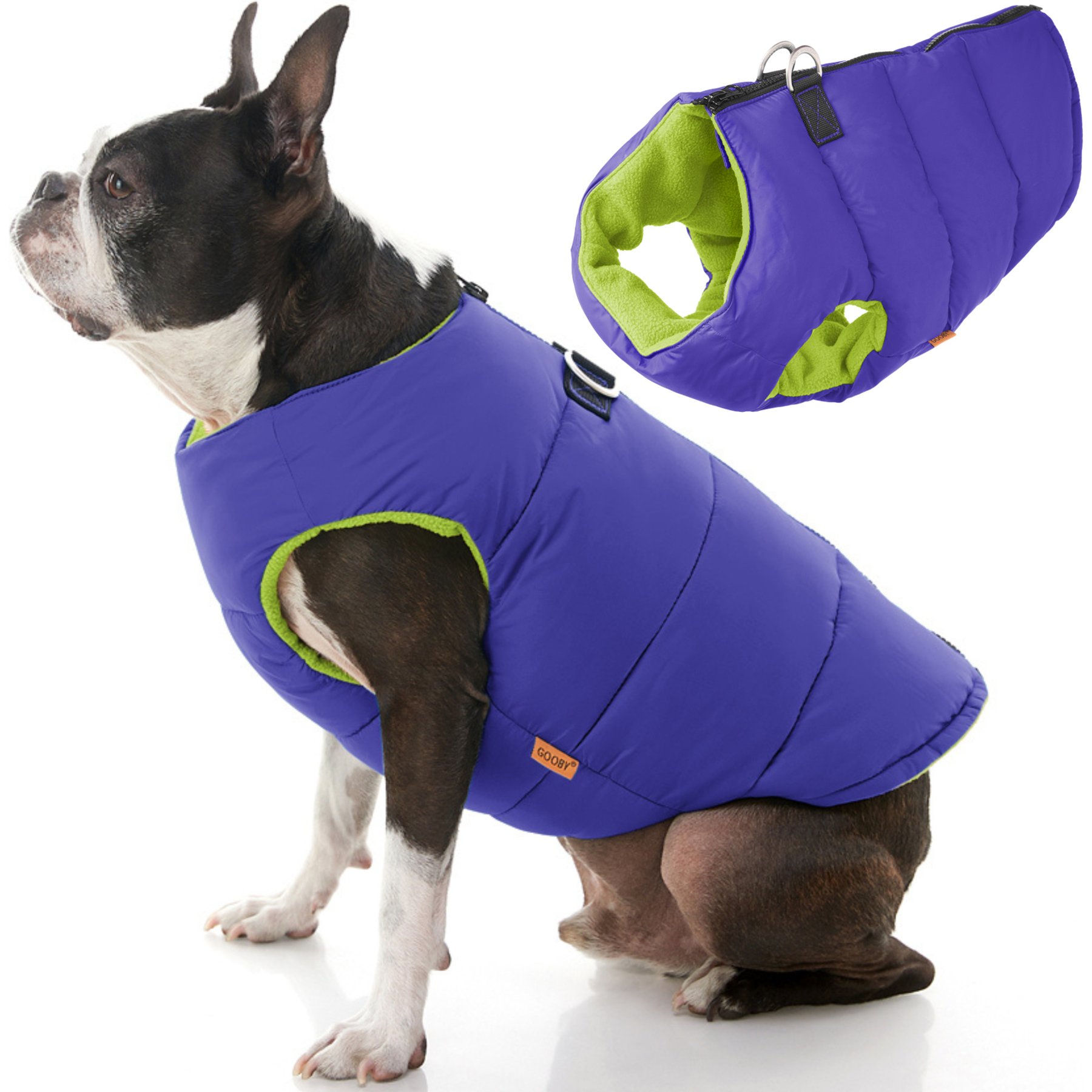 Gooby Padded Solid Color Dog Vest, Purple, Medium