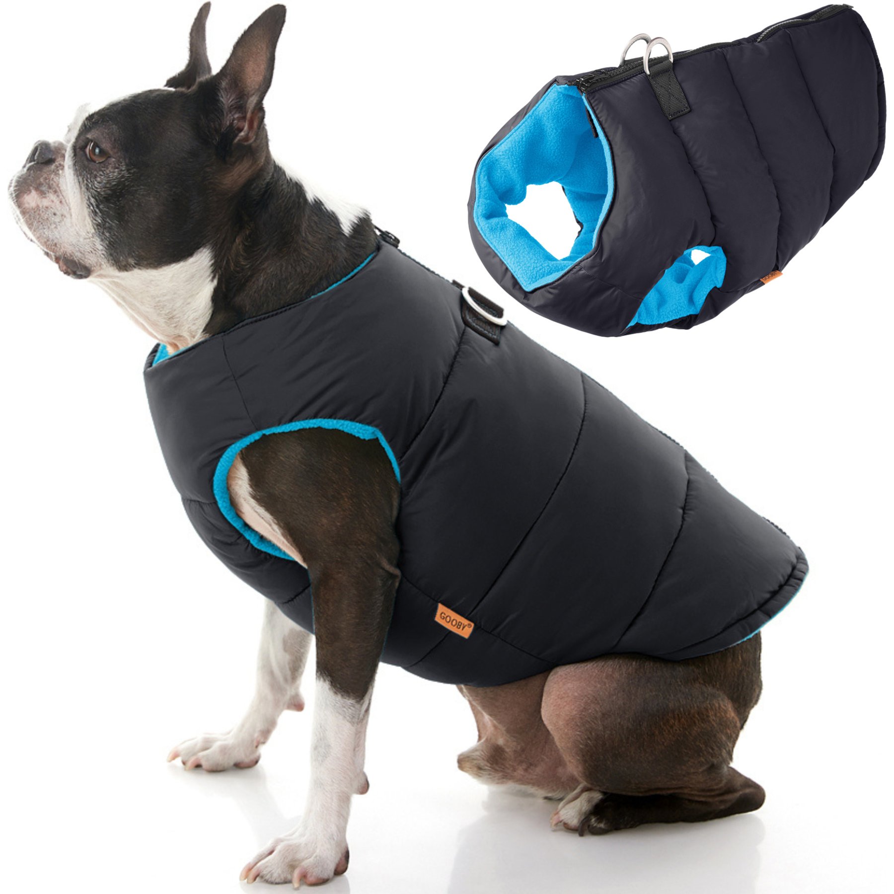 Gooby Padded Solid Color Dog Vest, Black, X-Large