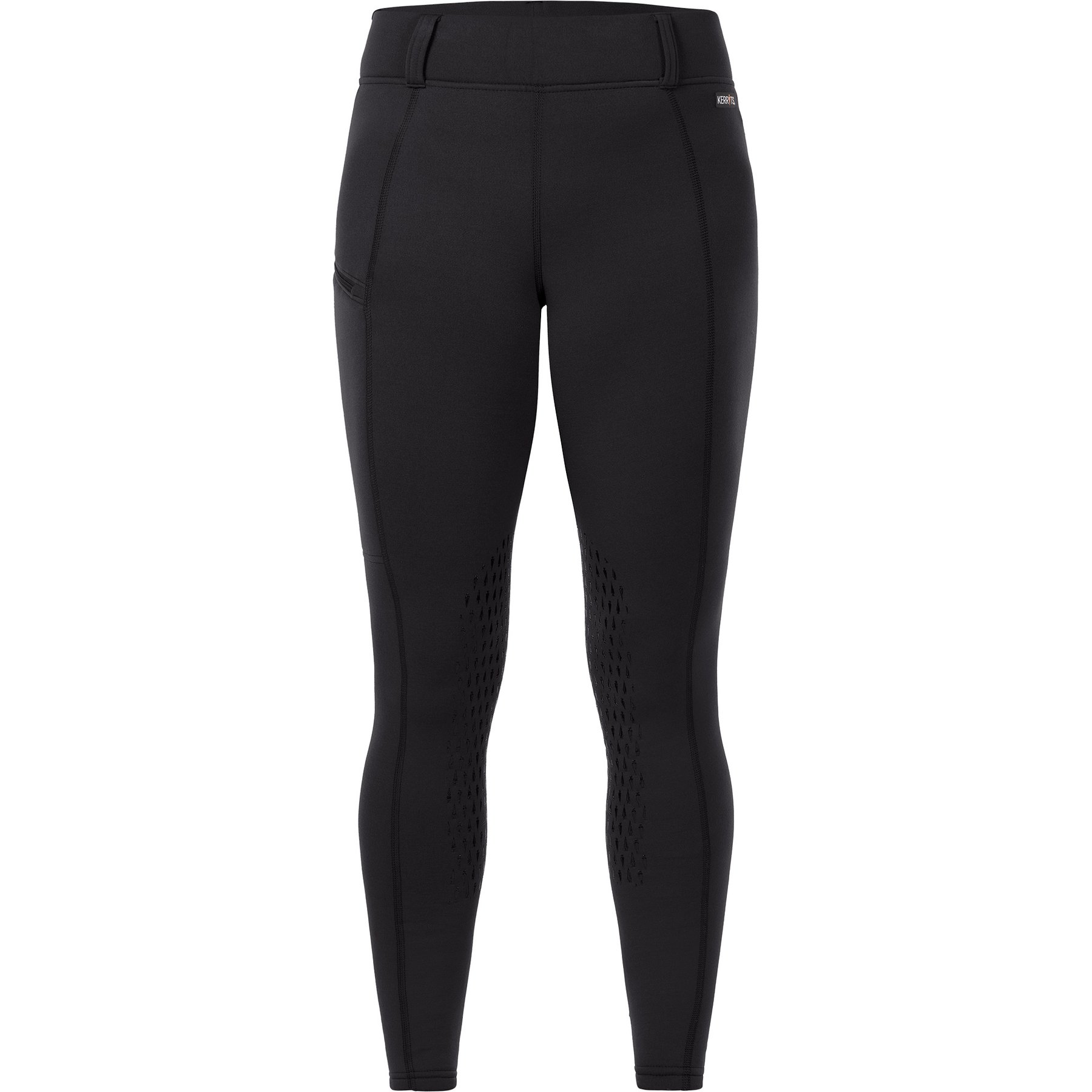 Kerrits Power Stretch Knee Patch Pocket Winter Horse Riding Tight, Black, Medium