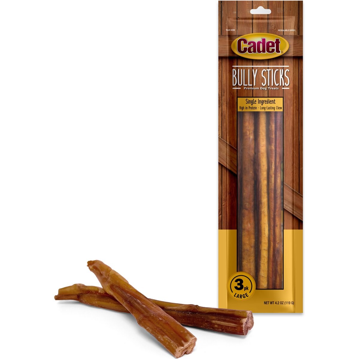 Cadet Bully Sticks Dog Chews, 3 count