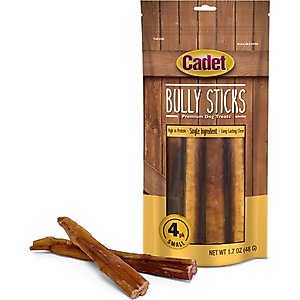 Cadet Bully Sticks Dog Chews, Small, 4 count