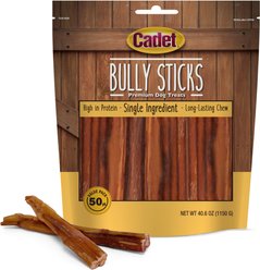 Cadet Bully Sticks Dog Chews, Small, 50 count