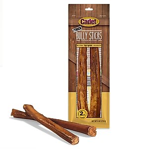 Cadet Extra-Thick Bully Sticks Dog Chews, Large, 2 count