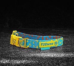 Tuenne Geo Oceanproof Dog Collar, Yellow, Medium: 22.5-in neck, 1-in wide