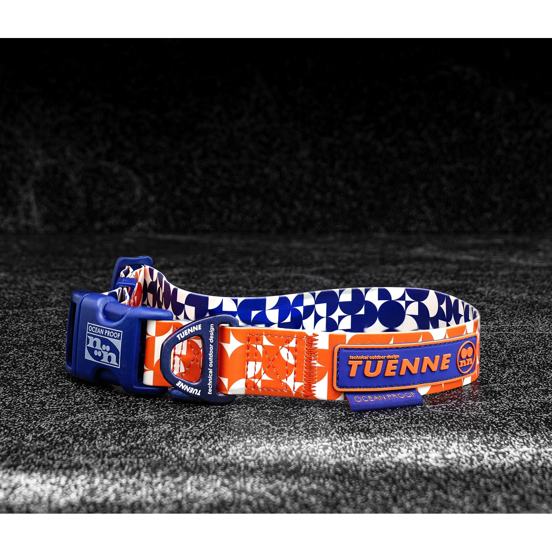 Tuenne Geo Oceanproof Dog Collar, Orange, Large: 28-in neck, 1-in wide