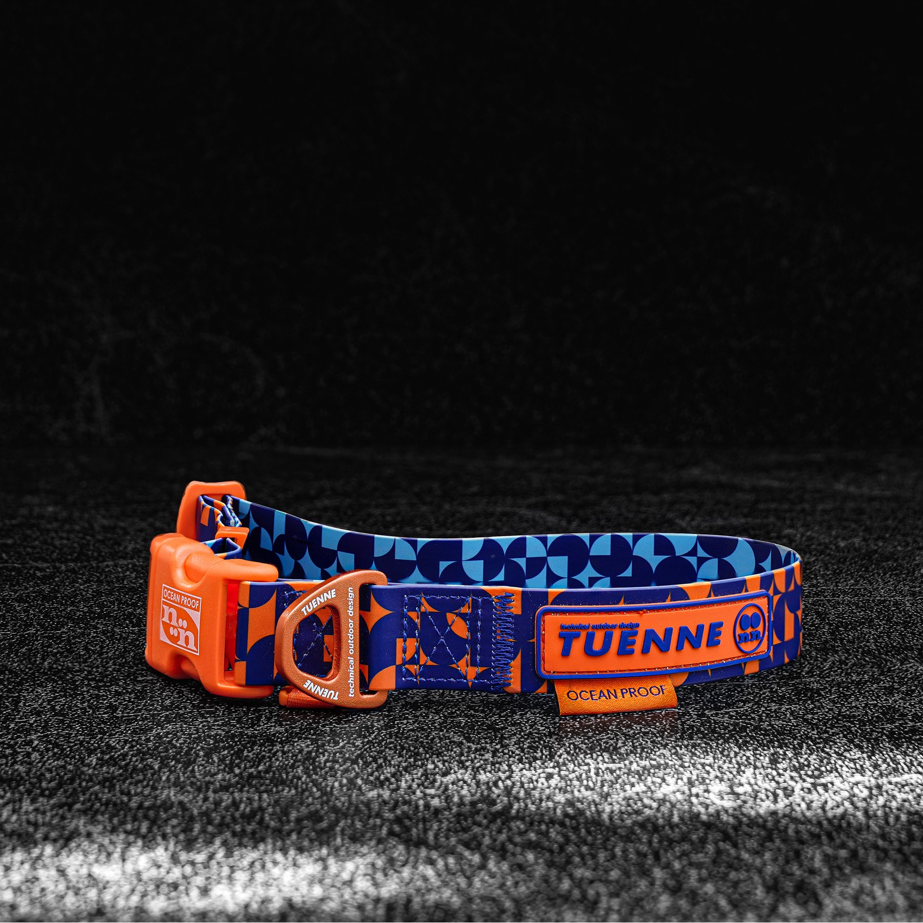 Tuenne Geo Oceanproof Dog Collar, Navy, Medium: 22.5-in neck, 1-in wide
