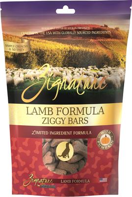 Show full view: Zignature Lamb Limited Ingredient Formula Grain-Free Dry Dog Food, 25-lb bag + Zignature Grain-Free Lamb Formula Ziggy Bars Biscuit Dog Treats, 12-oz bag slide 2 of 9