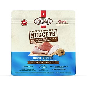 Primal Duck with Turkey & Fish Formula Nuggets Grain-Free Raw Freeze-Dried Dog Food, 5.5-oz bag