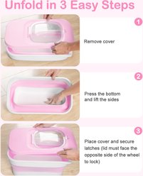 DDMOMMY Collapsible Dog & Cat Food Storage Container with Airtight Lid, Scoop & Silicone Bowl, Pink/White, 13-lb capacity slide 2 of 9