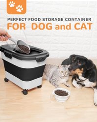 DDMOMMY Dog & Cat Food Container with Casters, Scoop & Travel Bowl, Black, 23-lb capacity slide 2 of 7